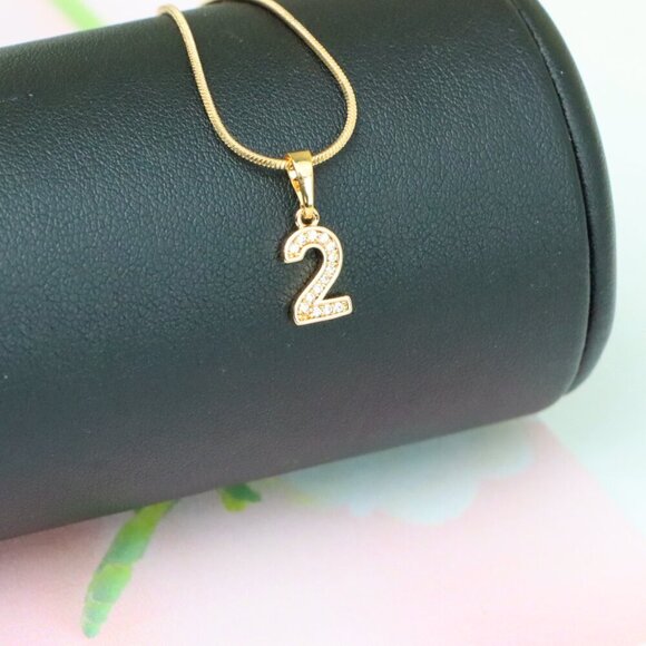 "Rose Gold Number 2 Pendant with Crystals – 18K Gold Plated Charm, XPPT1342 - Picture 2 of 13